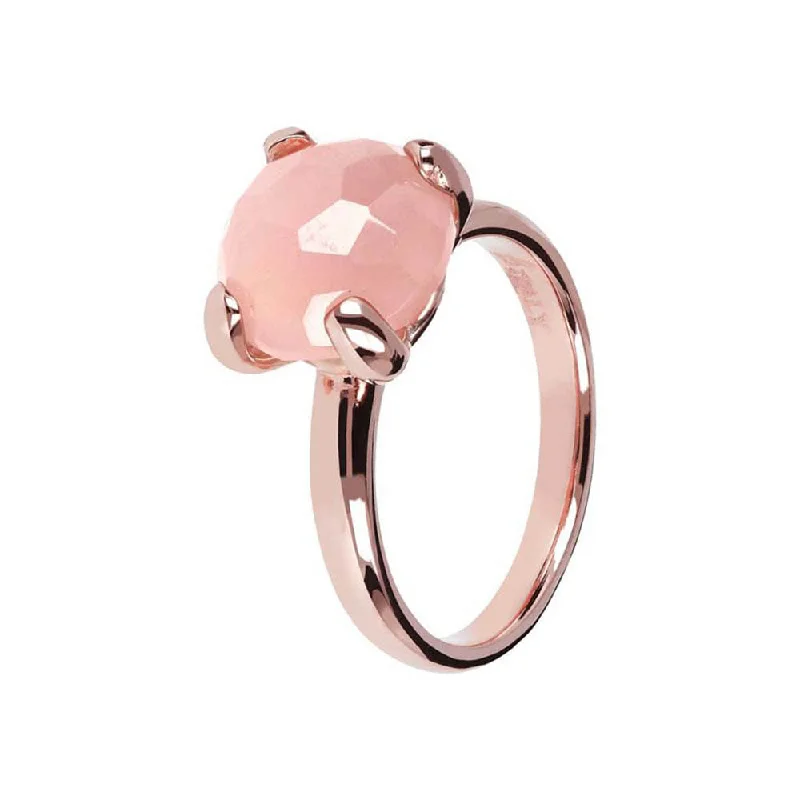 Bronzallure Rose Gold Plated Felicia Rose Quartz Ring - No Resize