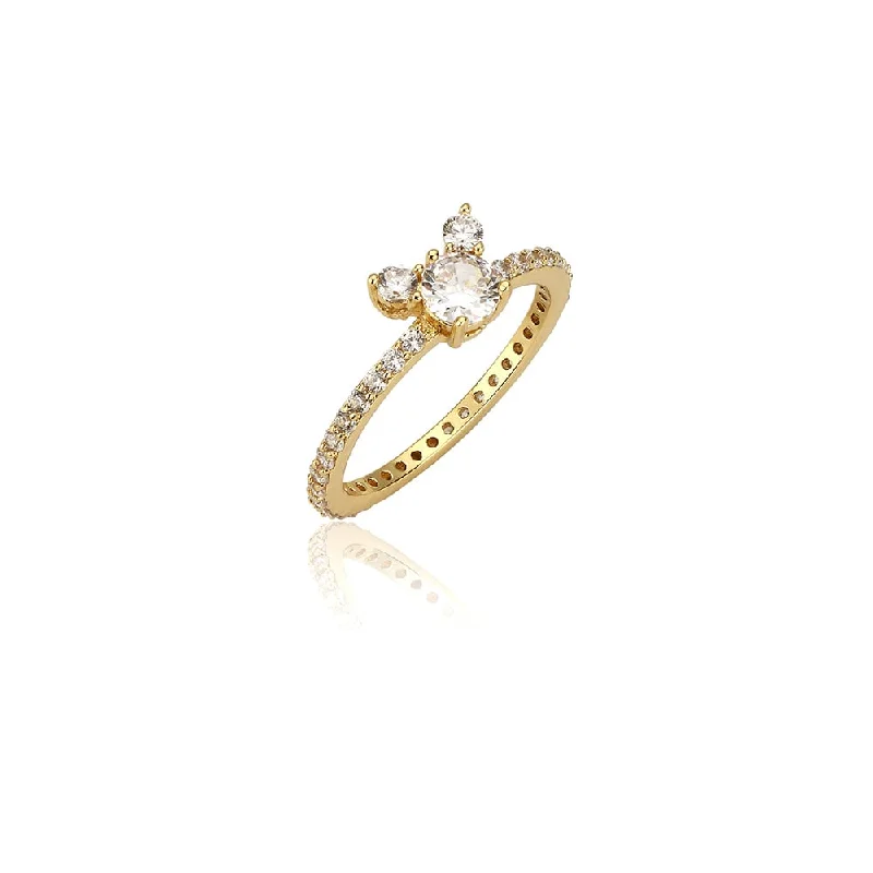 Disney Gold Plated Sterling Silver Mickey Mouse Claw Set CZ Ring