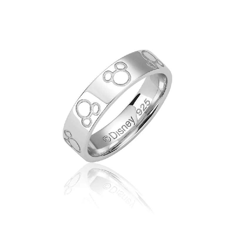 Disney Rhodium Plated Sterling Silver Mickey Mouse Band Ring