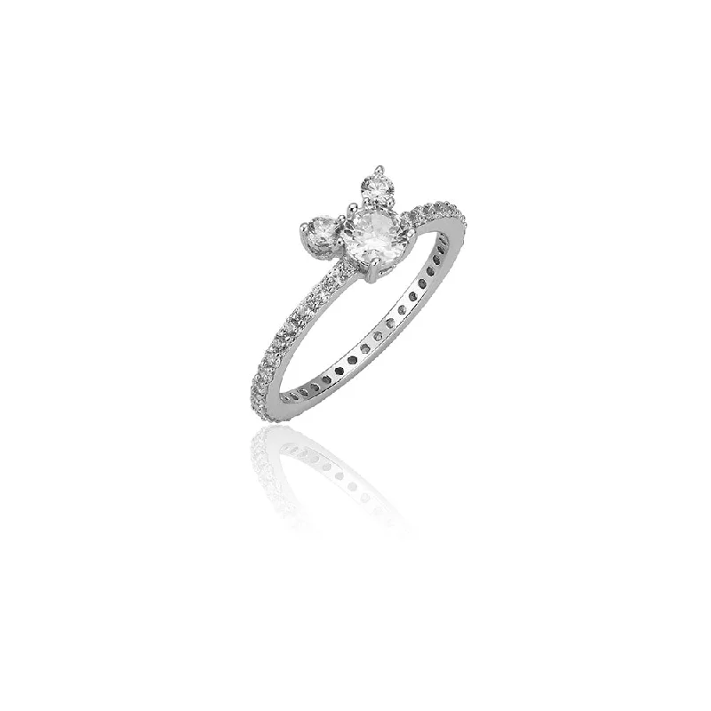 Disney Rhodium Plated Sterling Silver Mickey Mouse Claw Set Ring