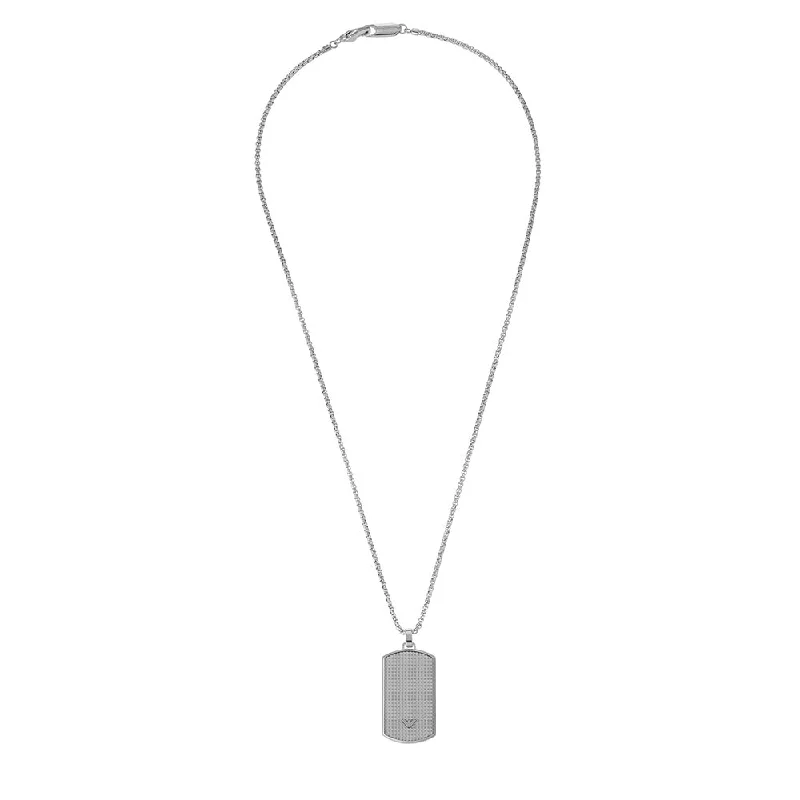 Emporio Armani Stainless Steel Dog Tag Pendant With Chain