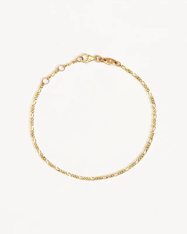 9k Solid Gold Figaro Chain Bracelet