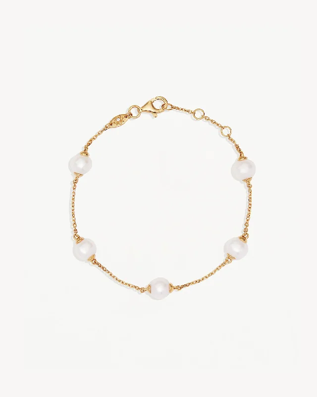 18k Gold Vermeil Floating On Air Pearl Bracelet