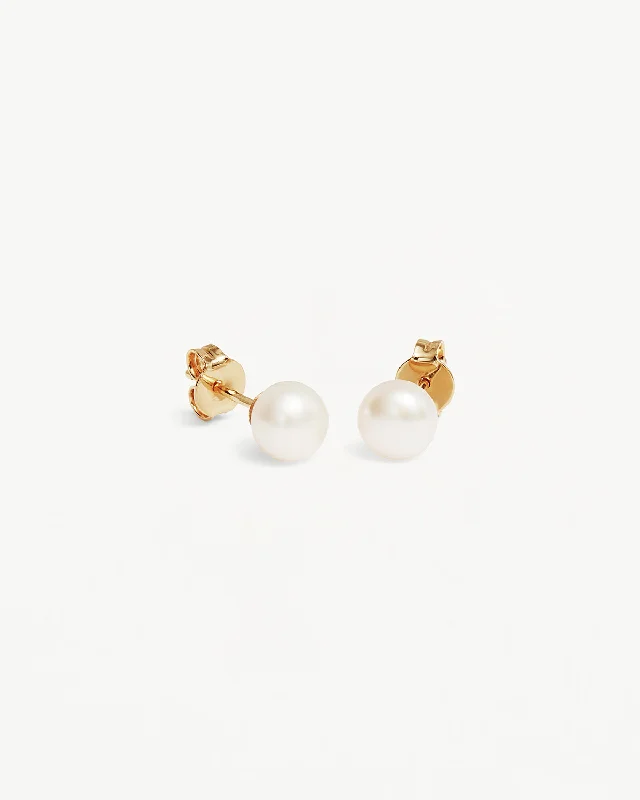 18k Gold Vermeil Floating On Air Pearl Stud Earrings - 6mm