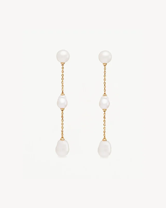 18k Gold Vermeil Forever Moments Pearl Chain Earrings