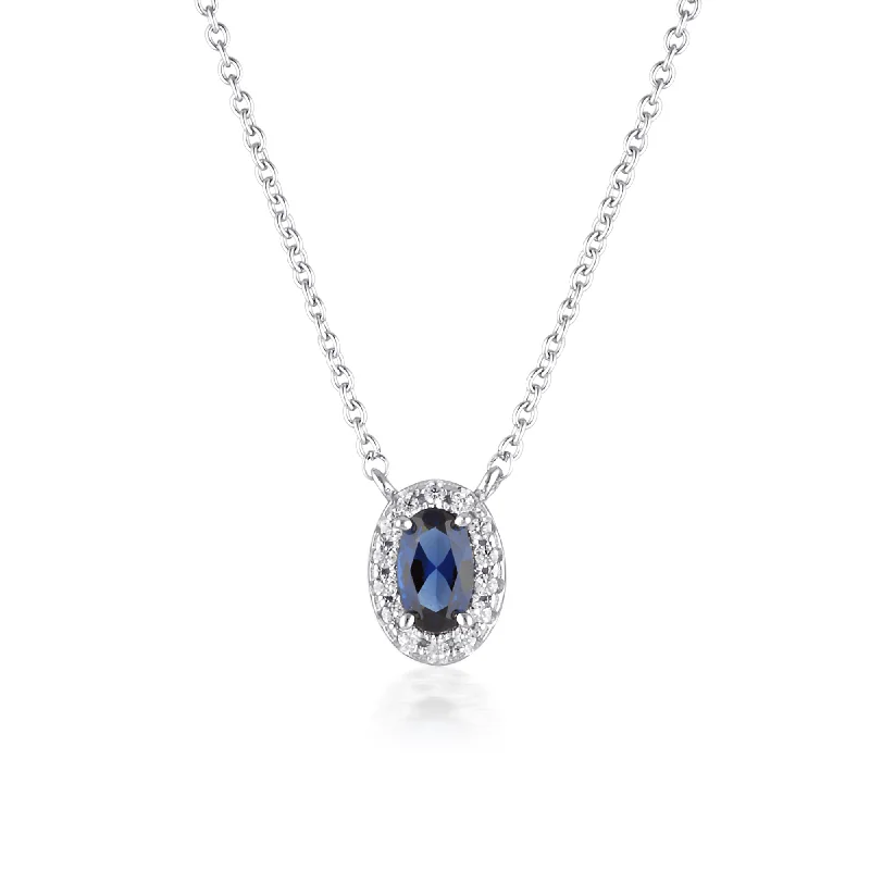 Georgini Aurora Sterling Silver Glow Sapphire Pendant On Chain