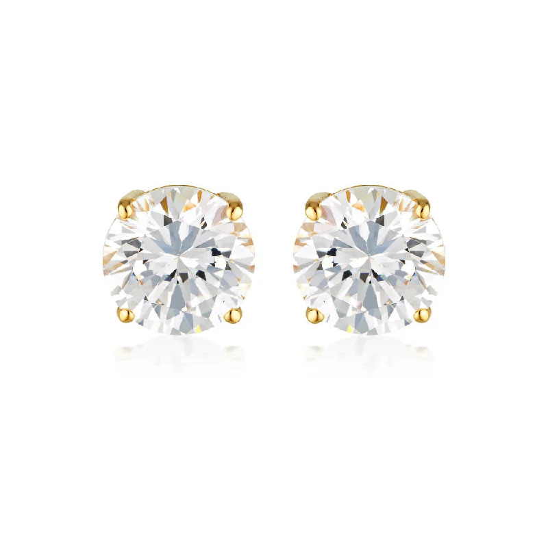 Georgini Gold Plated Sterling Silver Clear Round 7mm Stud Earrings