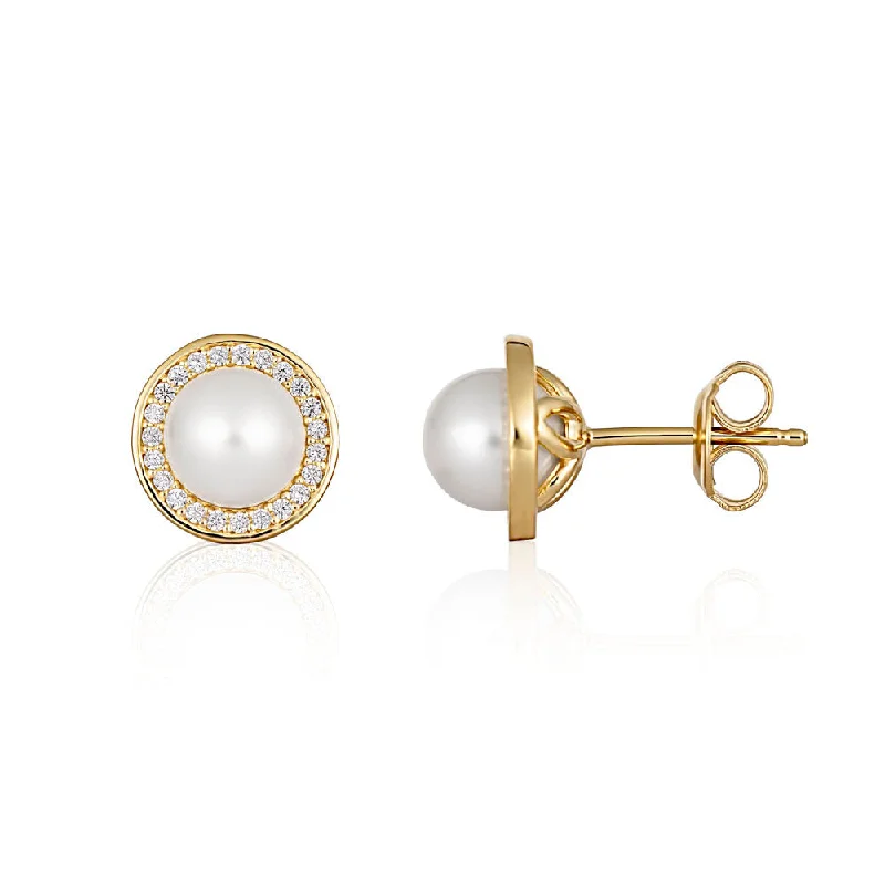 Georgini Heirloom Gold Plated Sterling Silver Fresh Water Pearl Always Stud Earrings