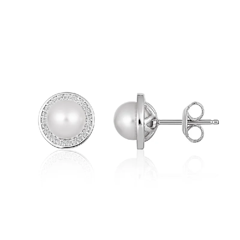 Georgini Heirloom Sterling Silver Fresh Water Pearl Always Stud Earrings