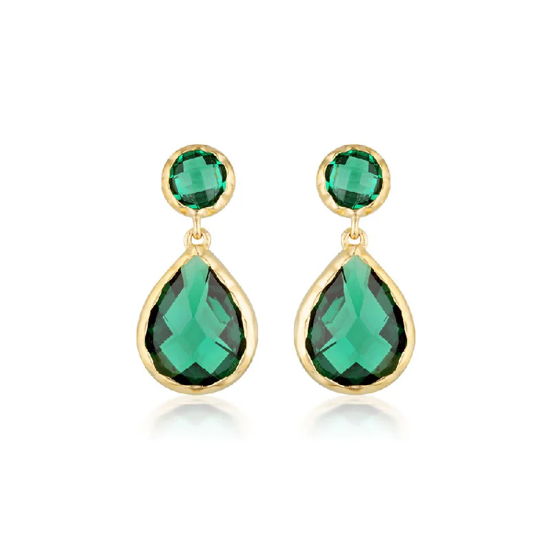 Georgini Luxe Gold Plated Sterling Silver Green Zirconia Nobile Earrings