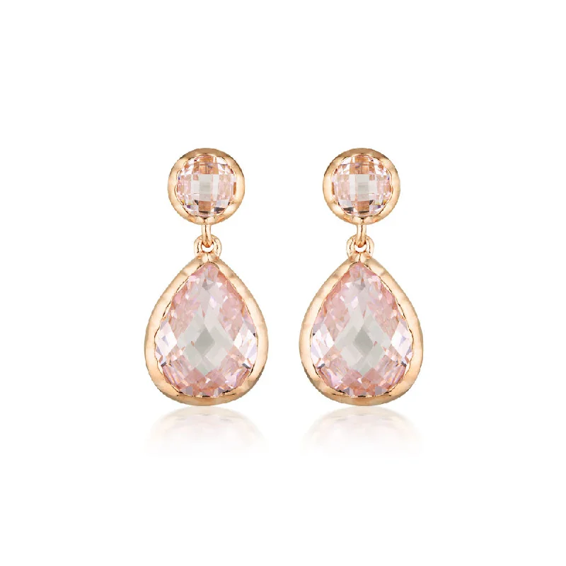 Georgini Luxe Rose Gold Plated Sterling Silver Pink Zirconia Nobile Earrings