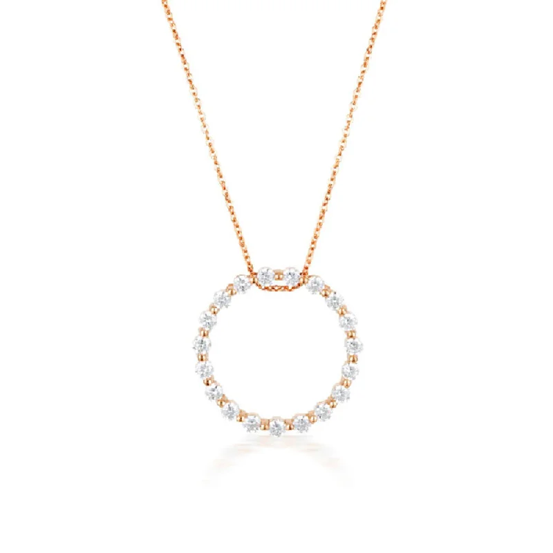 Georgini Rose Gold Plated Sterling Silver Zirconia Circle Of Life Pendant On Chain