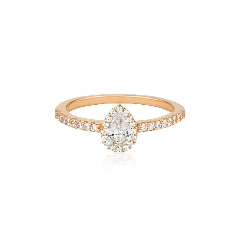 Georgini Rose Gold Plated Sterling Silver Zirconia Monaco Ring