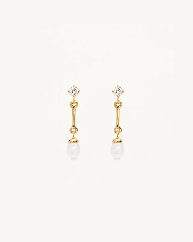 18k Gold Vermeil Embrace Stillness Pearl Drop Earrings