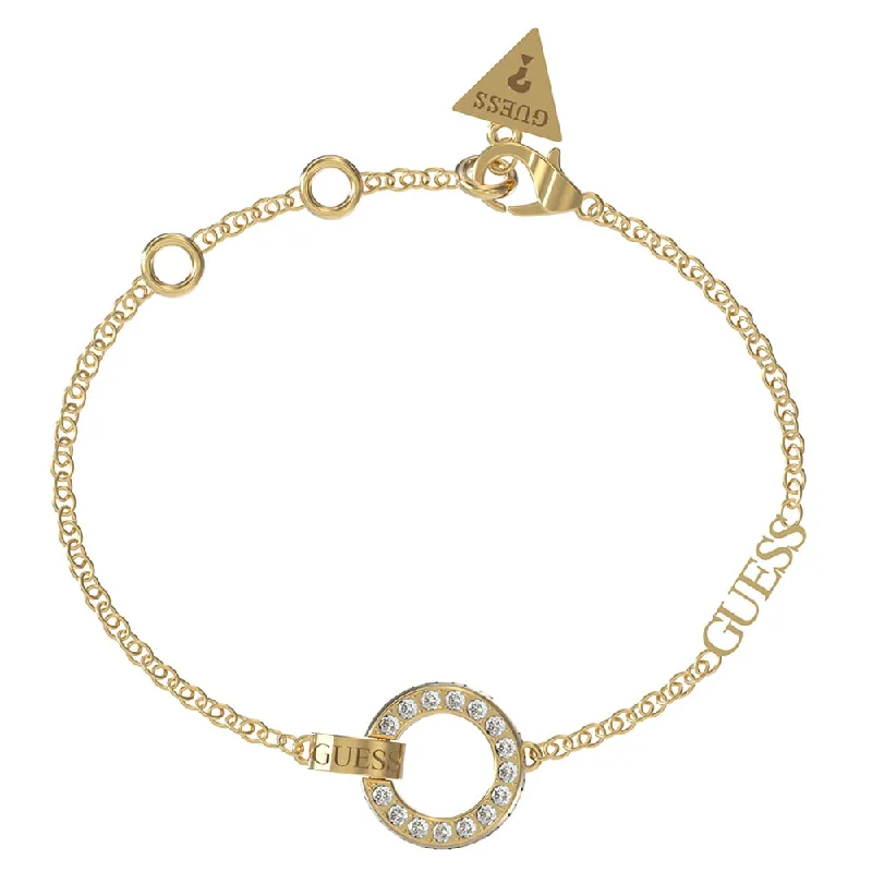 Guess Gold Palted Stainless Steel Pave Circle Bracelet