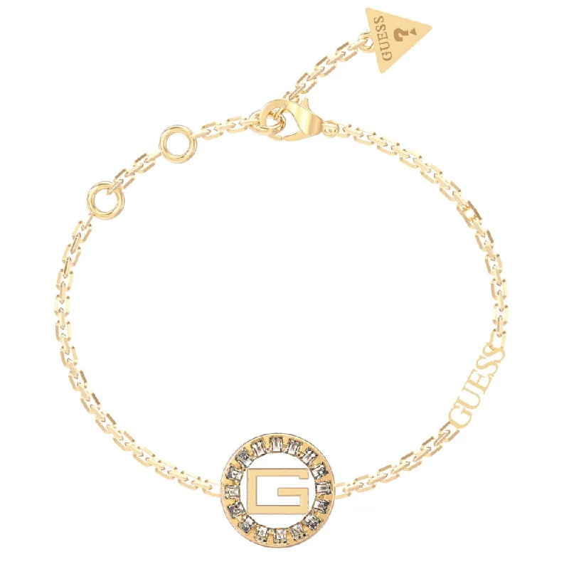 Guess Gold Plated Stainless Steel 17mm Baguette Coin Bracelet