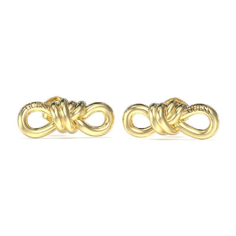 Guess Gold Plated Stainless Steel 20mm Knot Stud Earrings