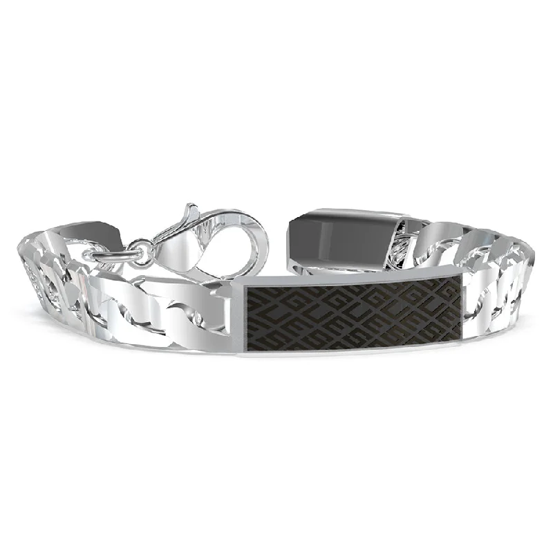 Guess Mens Jewellery Stainless Steel 30mm Tag Pattern Bracelet