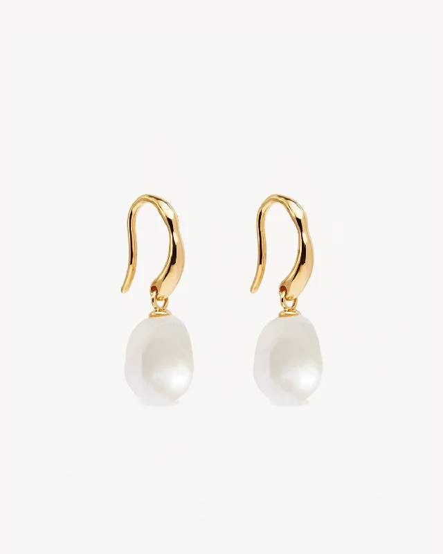 18k Gold Vermeil Harmony Pearl Hook Earrings