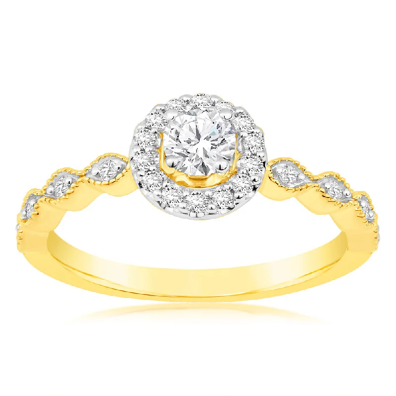 Luminesce lab Grown 0.40Carat Solitaire Fancy Ring in 9ct Yellow Gold