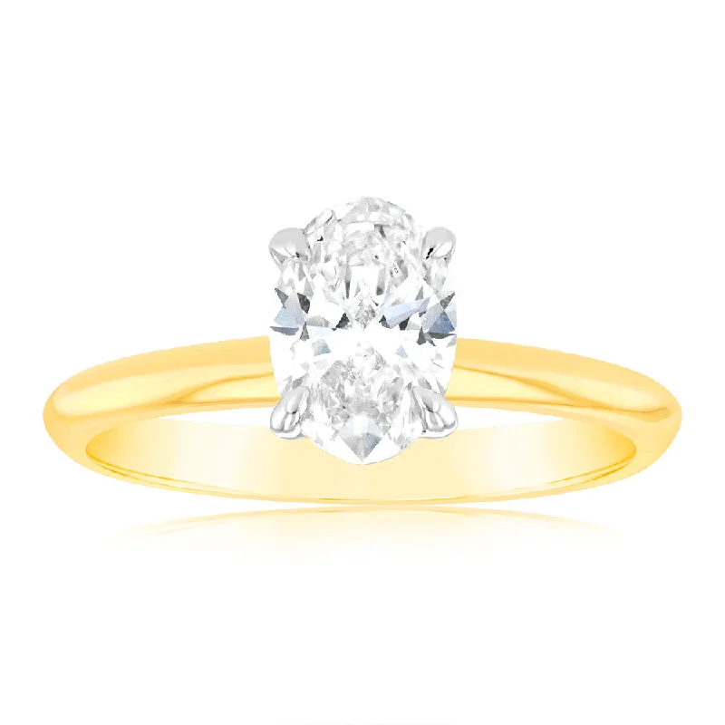 Luminesce Lab Grown 1 Carat Certified Oval Engagement Ring in 18ct Yellow Gold