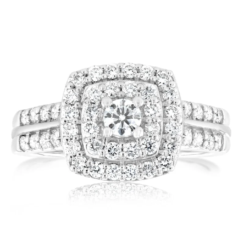 Luminesce Lab Grown 3/4 Carat Cushion Shaped Engagement Ring in 10ct White Gold