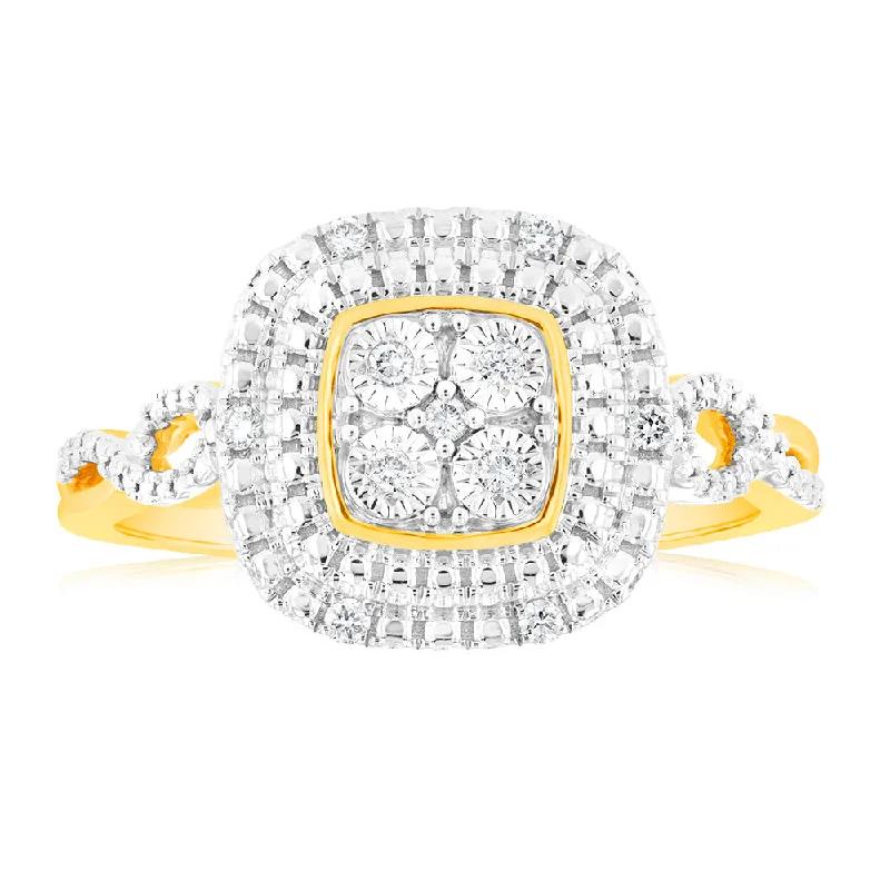 Luminesce Lab Grown 9ct Yellow Gold Ring with 11 Brilliant Cut Diamonds