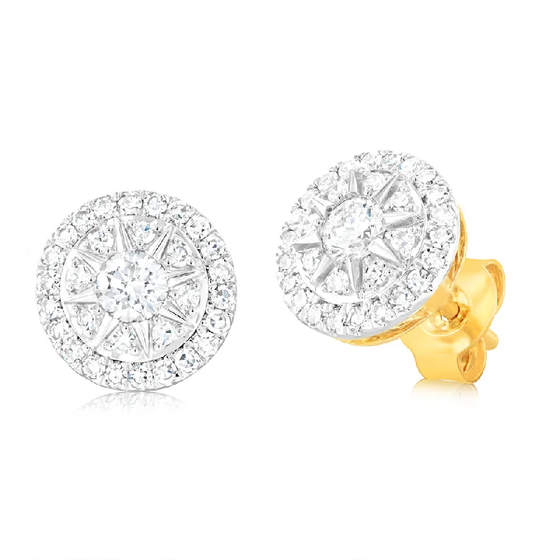 Luminesce Lab Grown 9ct Yellow Gold Stud Earrings in 0.60 Carat Diamond