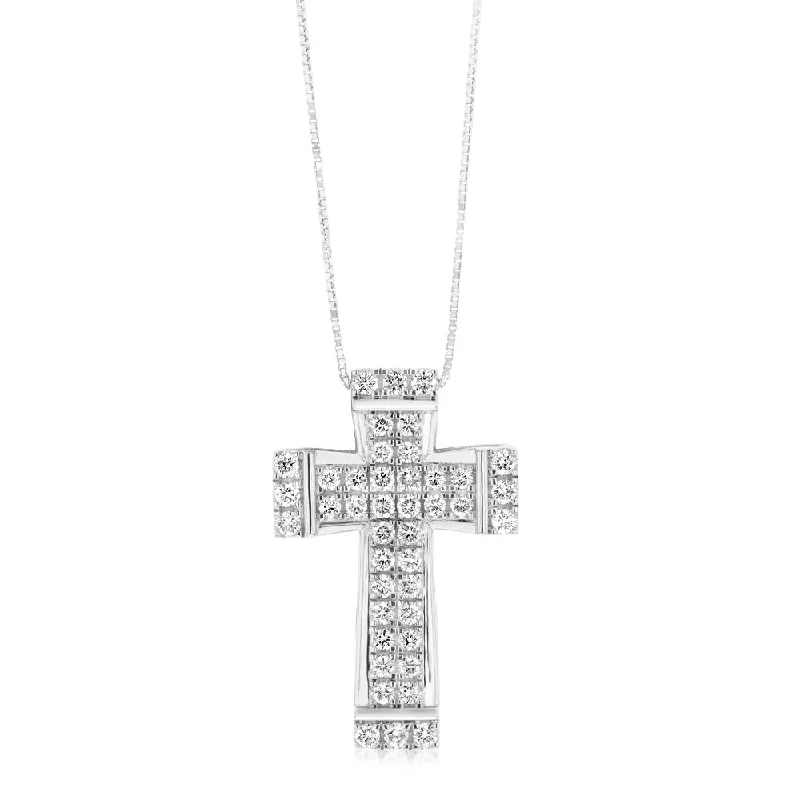 Luminesce Lab Grown Cross Pendant with Silver Slider Chain in 42 Diamonds