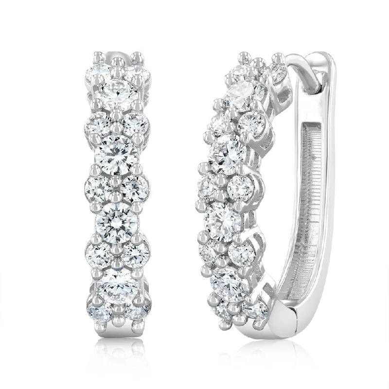 Luminesce Lab Grown Sterling Silver Hoop Earrings in 1Carat Diamonds