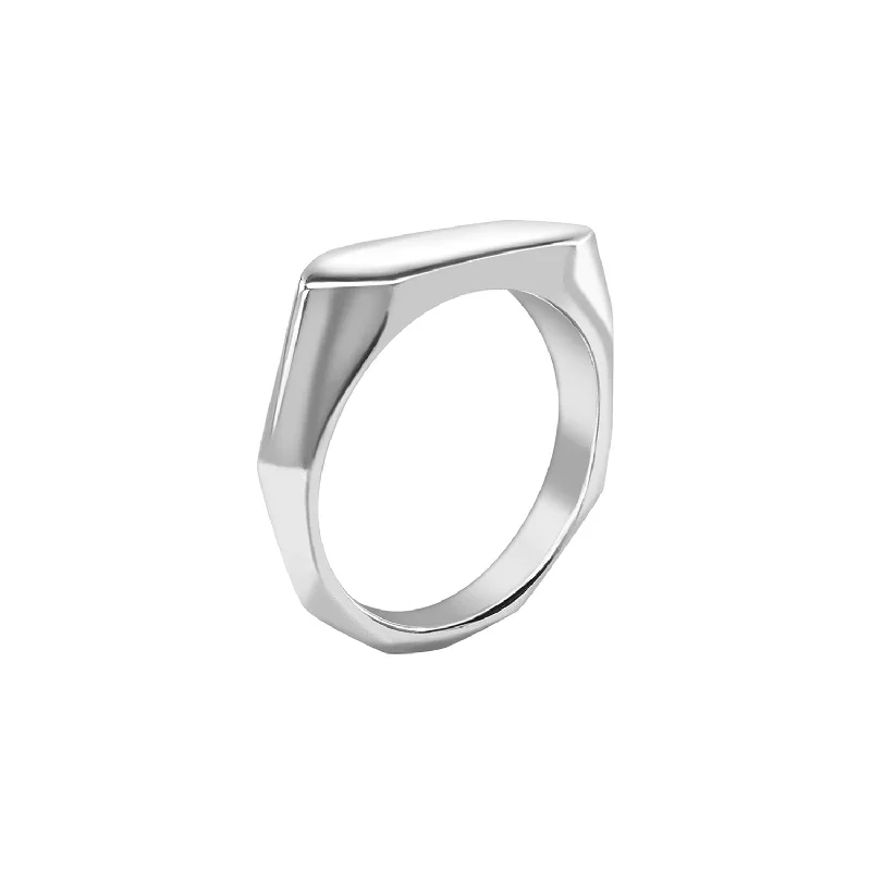 Mens Long Pebble Signet Ring