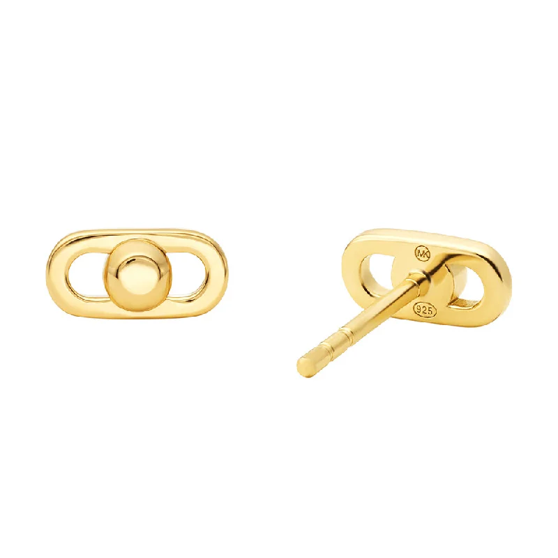 Michael Kors Gold Plated Sterling Silver Astor Link Pave Stud Earrings