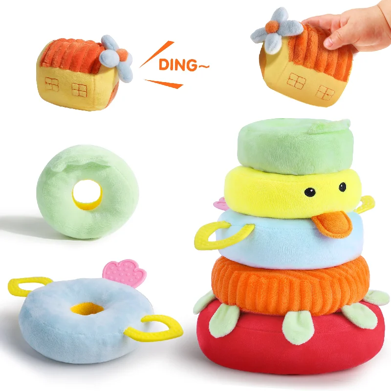 Baby Stacking Fabric Ring Stacker Toys with Sound