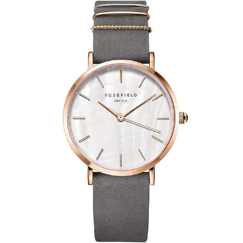 Rosefield WEGR-W75 West Village Mother of Pearl Grey Leather Ladies Watch