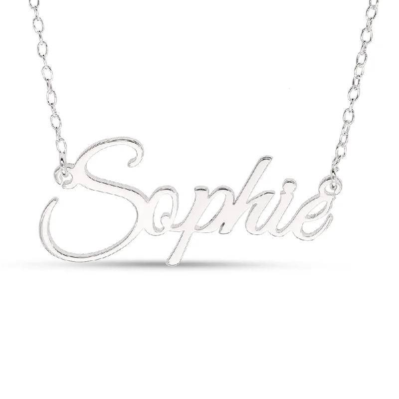 Signature Sterling Silver Personalised Name Necklace Pendant On 16inches Chain