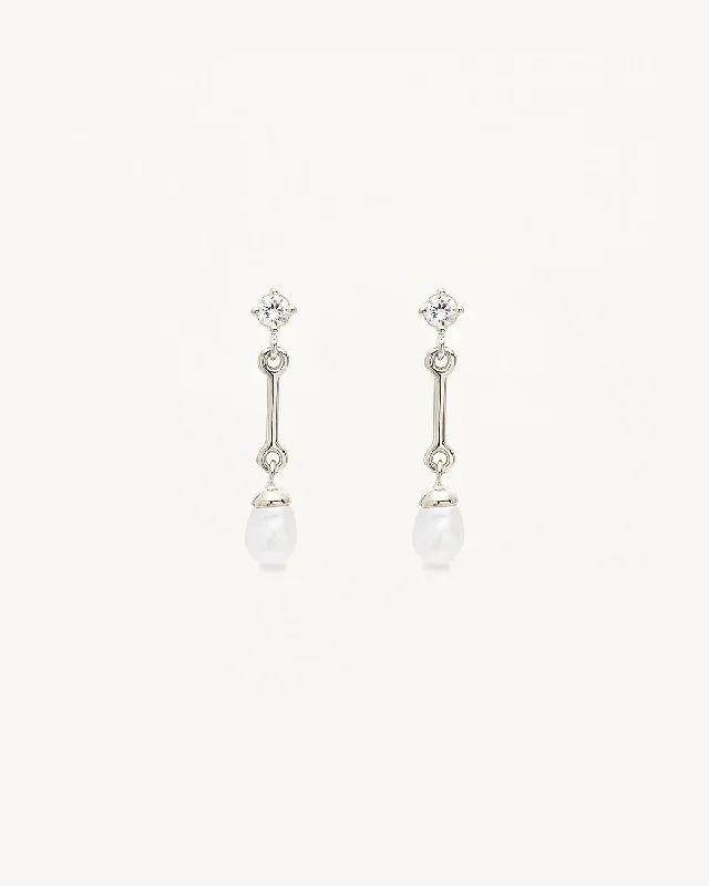 Sterling Silver Embrace Stillness Pearl Drop Earrings