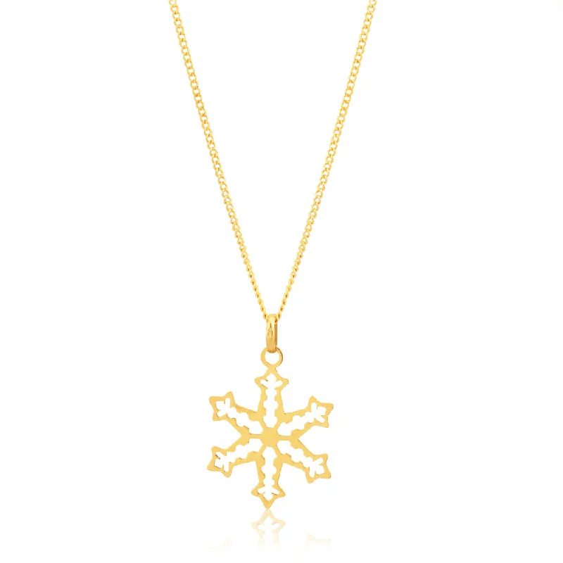 Silverfilled 9ct Yellow Gold Snow Flake Pendant