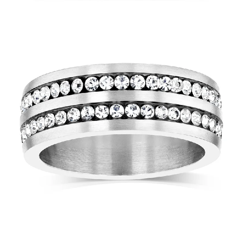 Stainless Steel Zirconia Double Channel Ring