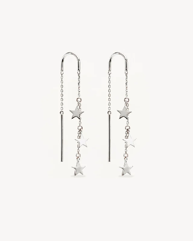 Sterling Silver Star Bright Thread Earrings