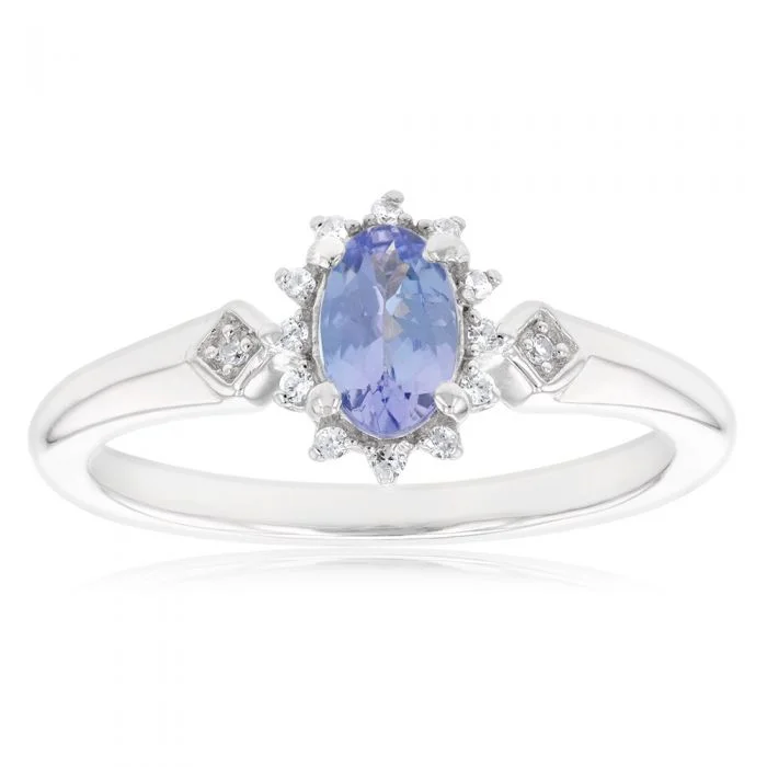 Sterling Silver 0.50ct Tanzanite and White Zircon Ring