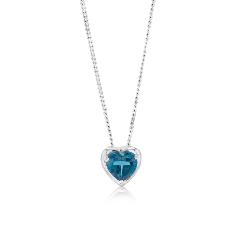 Sterling Silver 0.90Ct Natural London Blue Topaz Heart Shaped Pendant