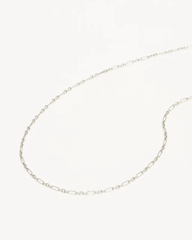 Sterling Silver 19" Mixed Link Chain Necklace