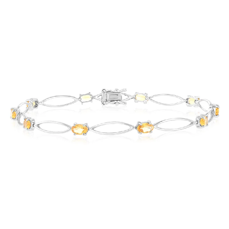 Sterling Silver 2.20Ct Oval Citrine Bracelet