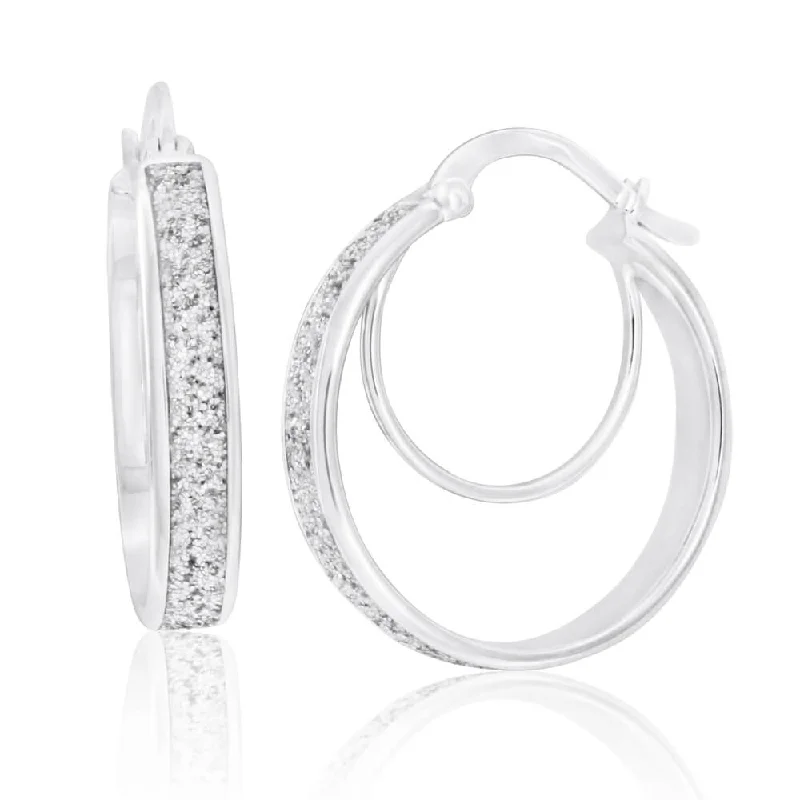 Sterling Silver 25mm Glitter Hoop Earrings