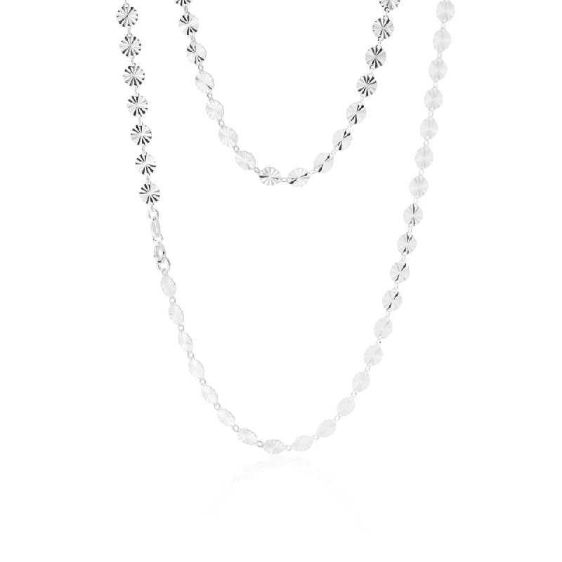 Sterling Silver 45cm Fancy Dicut Necklace