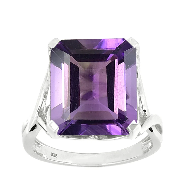 Sterling Silver Amethyst 14x12mm Cocktail Ring