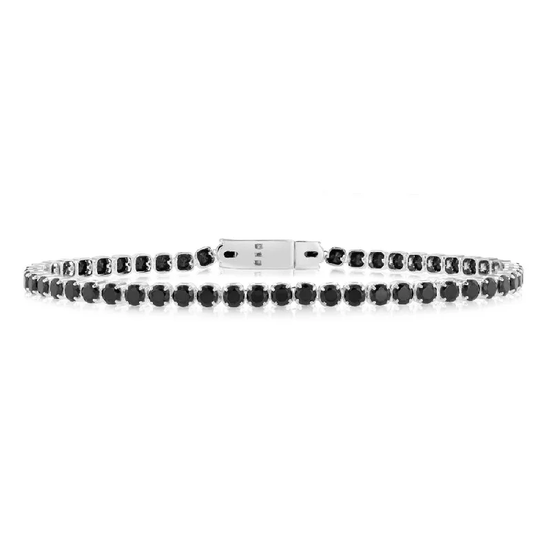 Sterling Silver Black Zirconia 19cm Tennis Bracelet