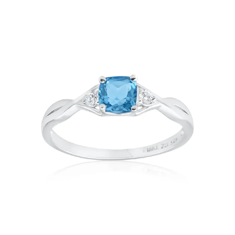 Sterling Silver Blue Cubic Zirconia Ring