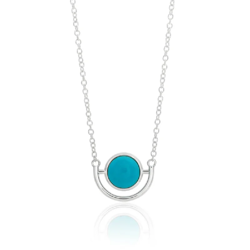 Sterling Silver Created Turquoise Pendant With 45cm Chain