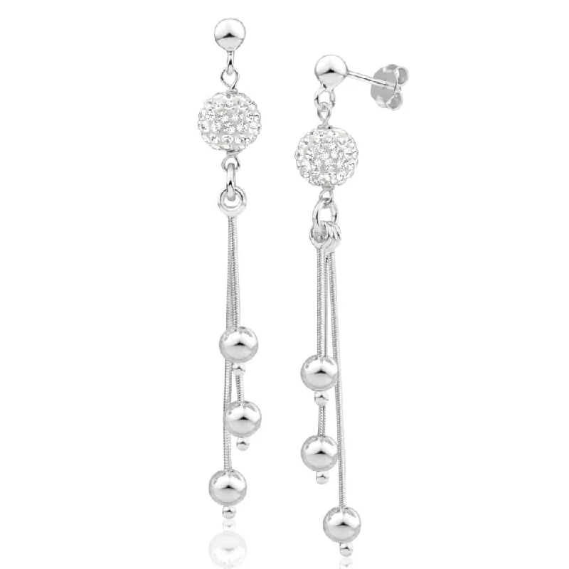 Sterling Silver Crystal Multi  Drop Earrings